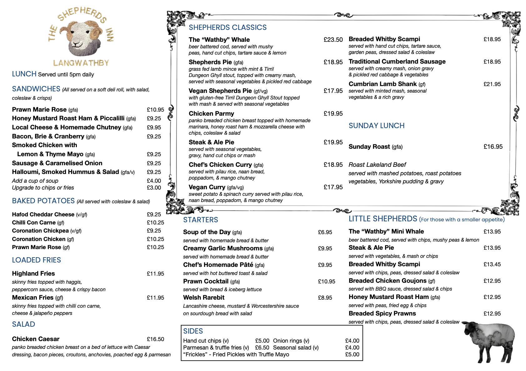 Sunday Menu Jan 2025.1 at The Shepherd Inn