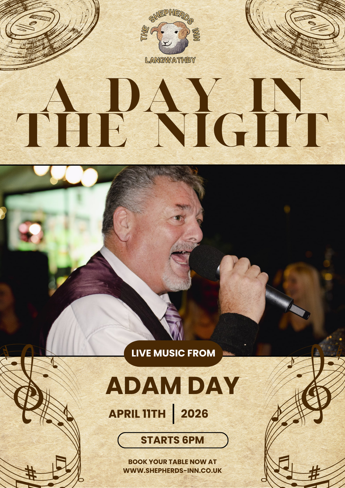 A day in the night - live music from Adam Day - April 11th 2026 - Starts 6pm - Book your table at maloveni.store
